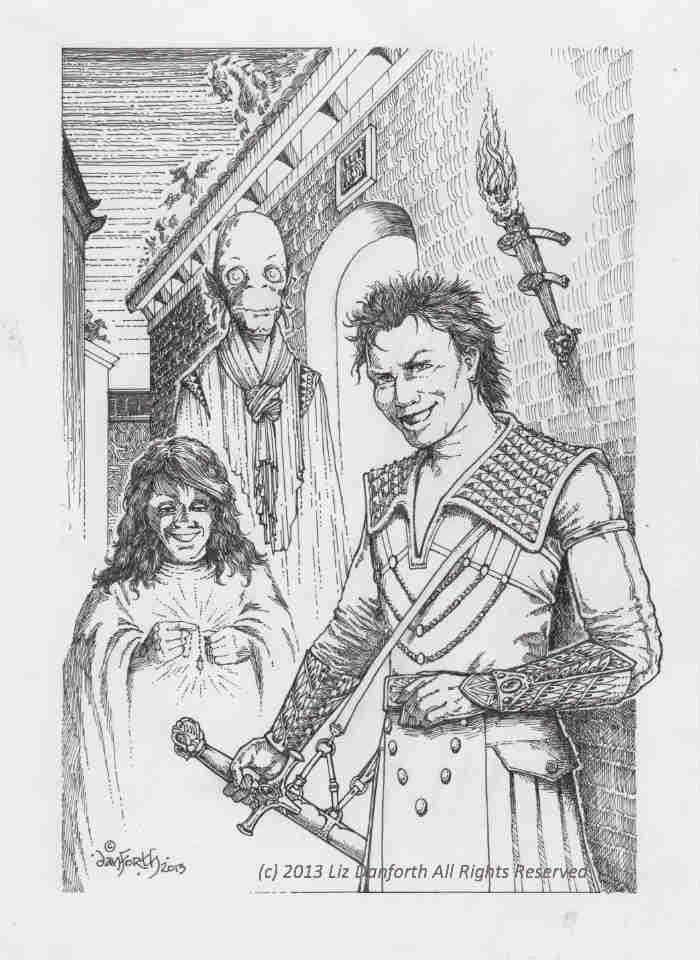 Un groupe d'aventuriers dans les rues de Khazan